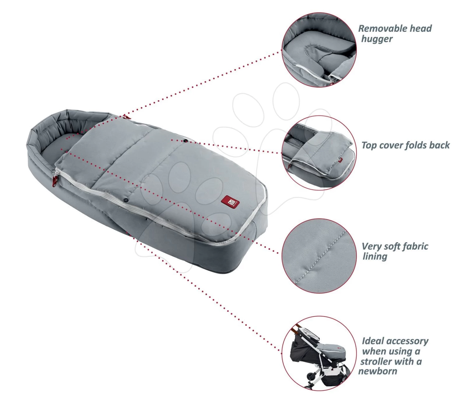 Fußsack Für Kinderwagen Baby Cocoon CityLink® III Red Castle Grau, Kompatibel Für Die Meisten Kinderwagen Ab 0 Monaten – Bild 2