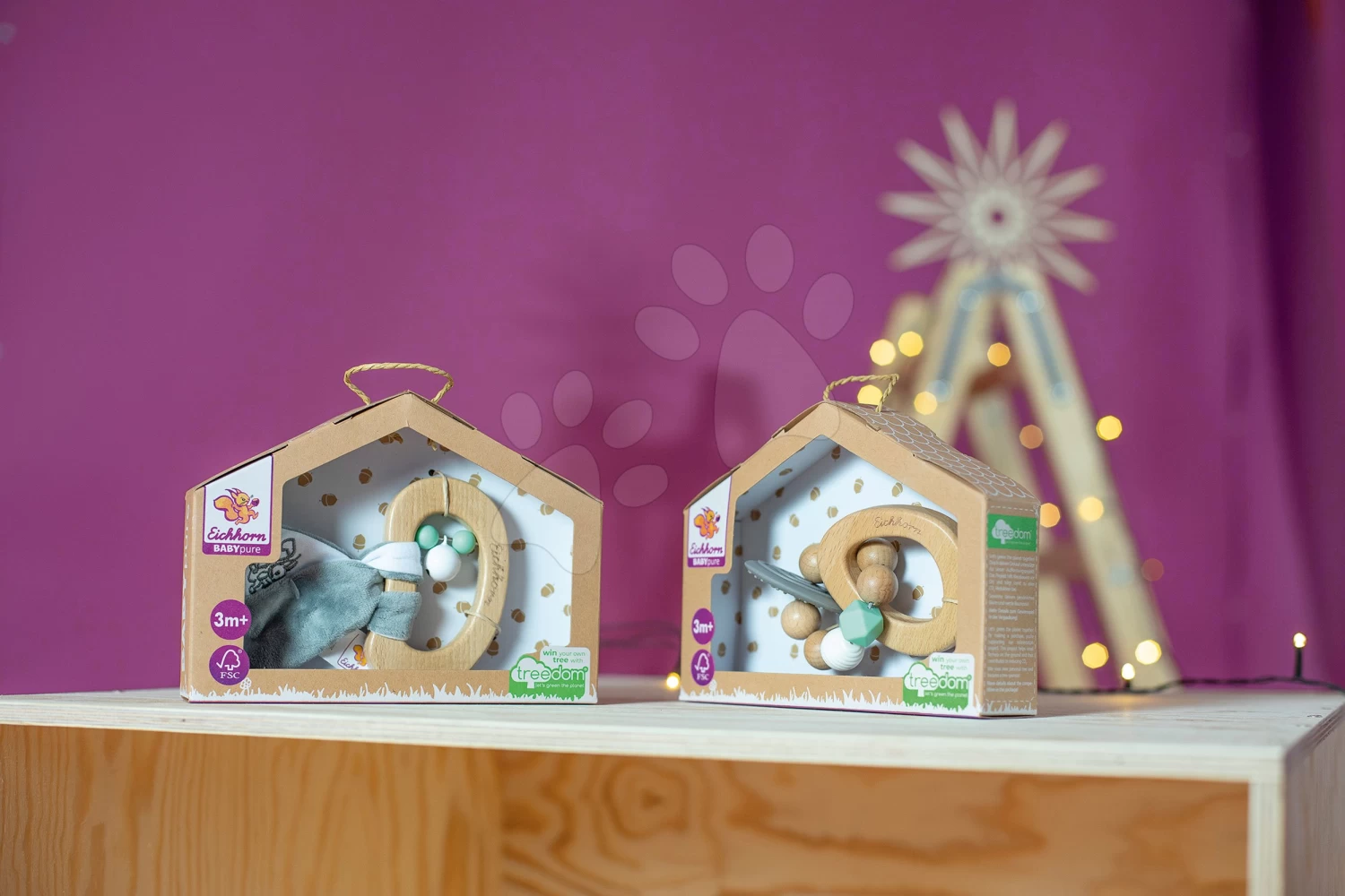 Holzbeißring Silikon Bio 100% Natur Baby PureTeether Eichhorn Mit Kugeln Und Griff Ab 3 Monaten – Bild 12