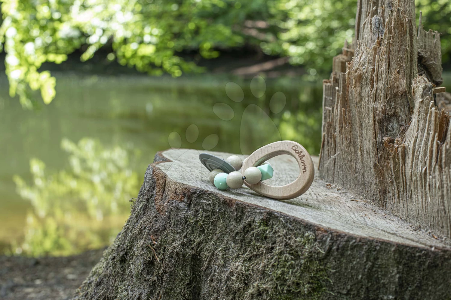 Holzbeißring Silikon Bio 100% Natur Baby PureTeether Eichhorn Mit Kugeln Und Griff Ab 3 Monaten – Bild 7