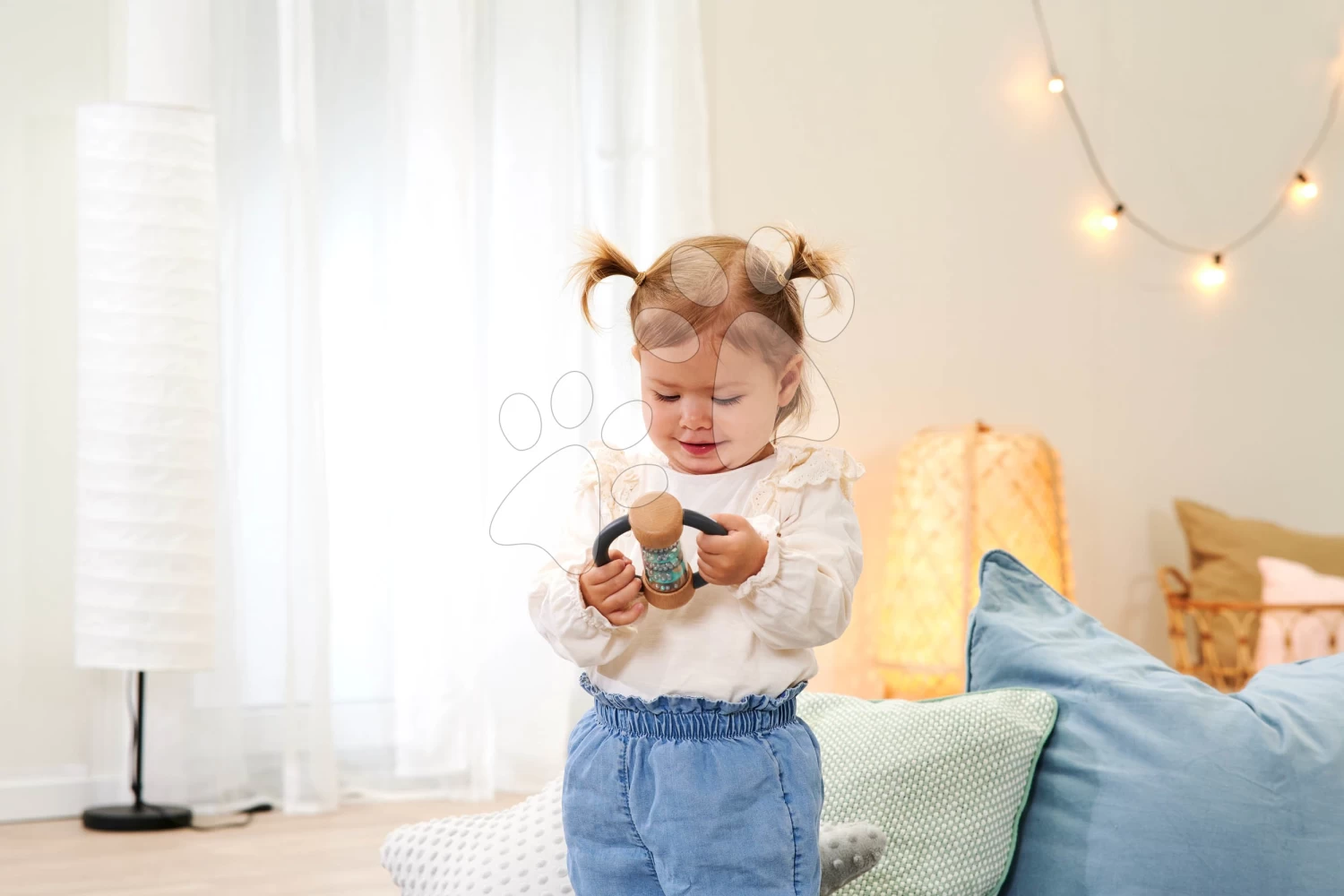 Rassel Aus Holz Baby Pure Rattle Ring Eichhorn Mit Griff Und Rolle Mit Kugeln Ab 0 Monaten EH5723 – Bild 4