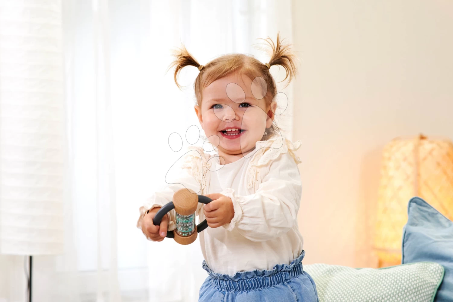 Rassel Aus Holz Baby Pure Rattle Ring Eichhorn Mit Griff Und Rolle Mit Kugeln Ab 0 Monaten EH5723 – Bild 5