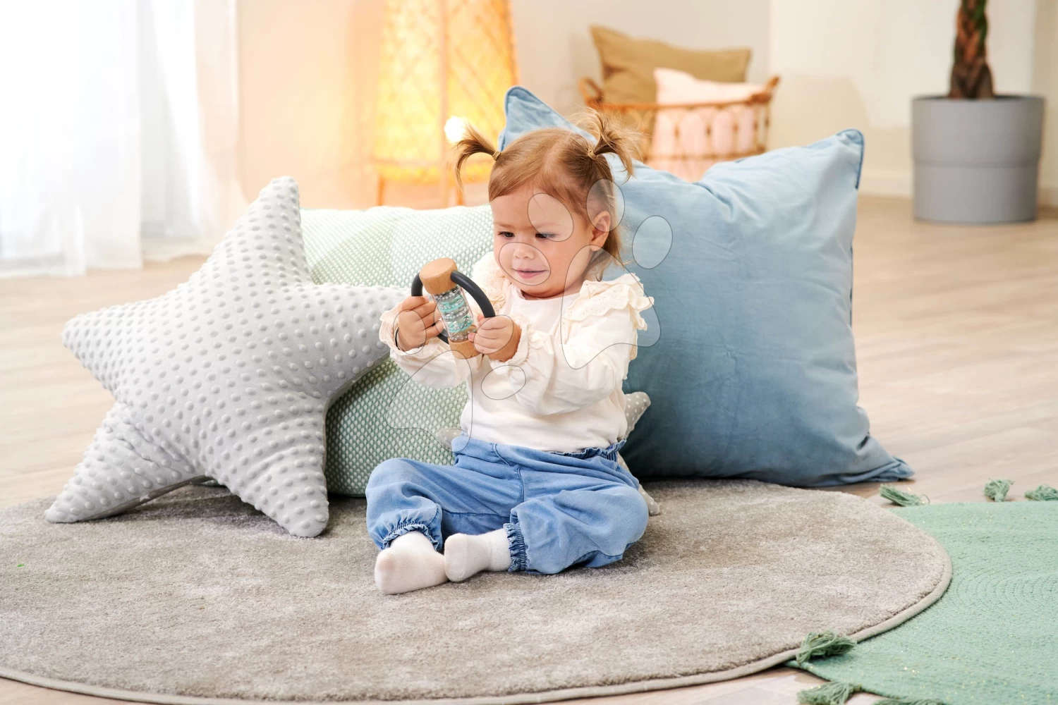 Rassel Aus Holz Baby Pure Rattle Ring Eichhorn Mit Griff Und Rolle Mit Kugeln Ab 0 Monaten EH5723 – Bild 6