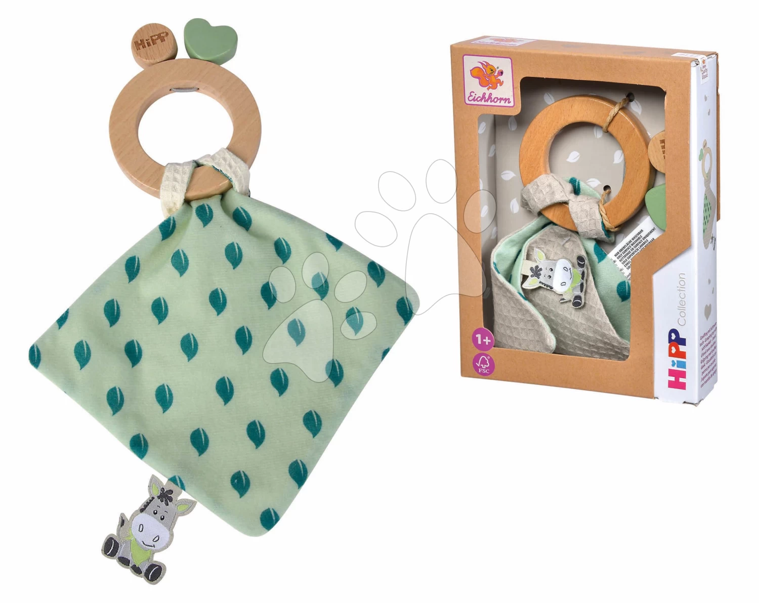 Rassel Aus Holz Baby Hipp Grasping Toy Eichhorn Mit Tuch - Zum Kuscheln Ab 12 Monaten EH5871 – Bild 2