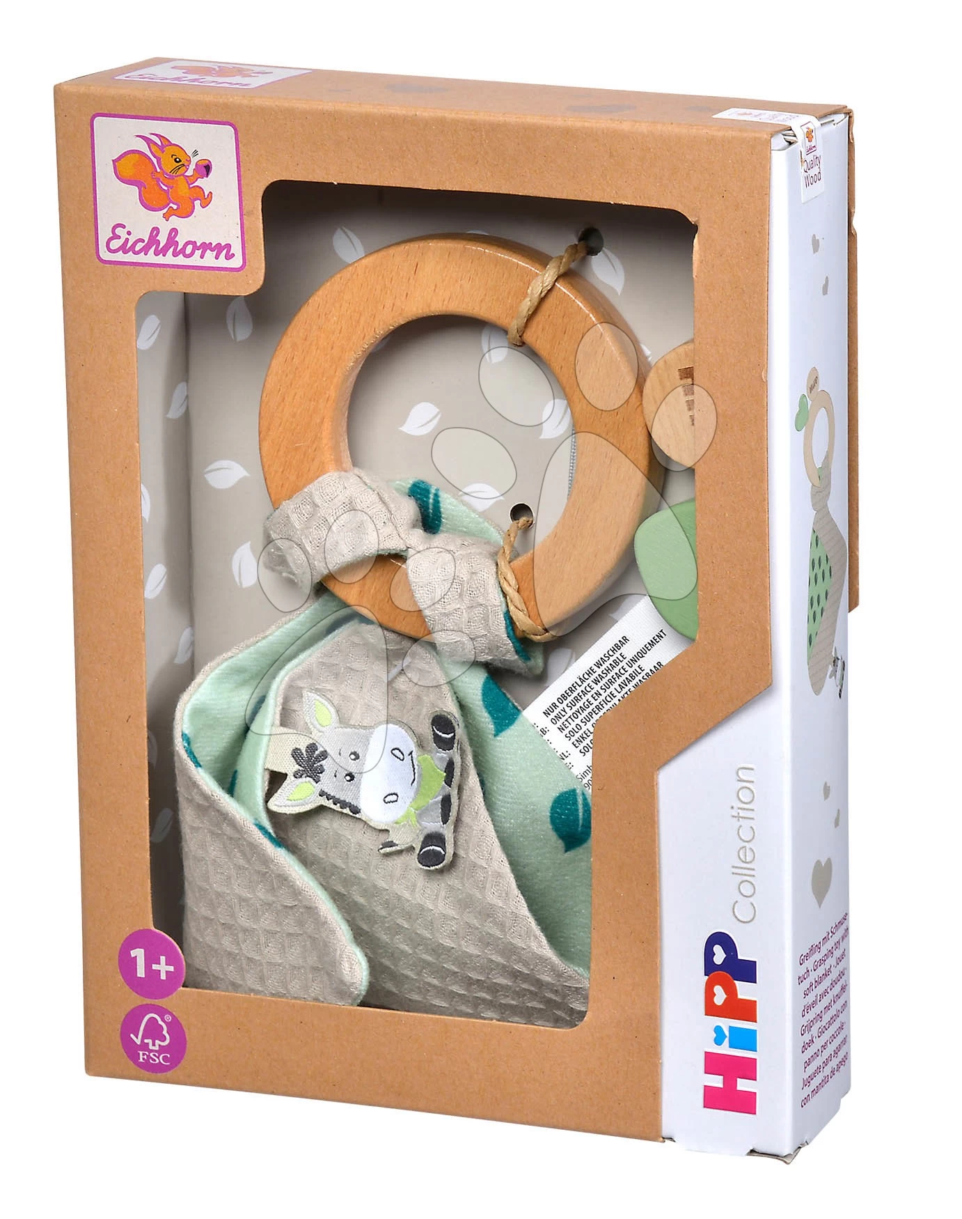 Rassel Aus Holz Baby Hipp Grasping Toy Eichhorn Mit Tuch - Zum Kuscheln Ab 12 Monaten EH5871 – Bild 3