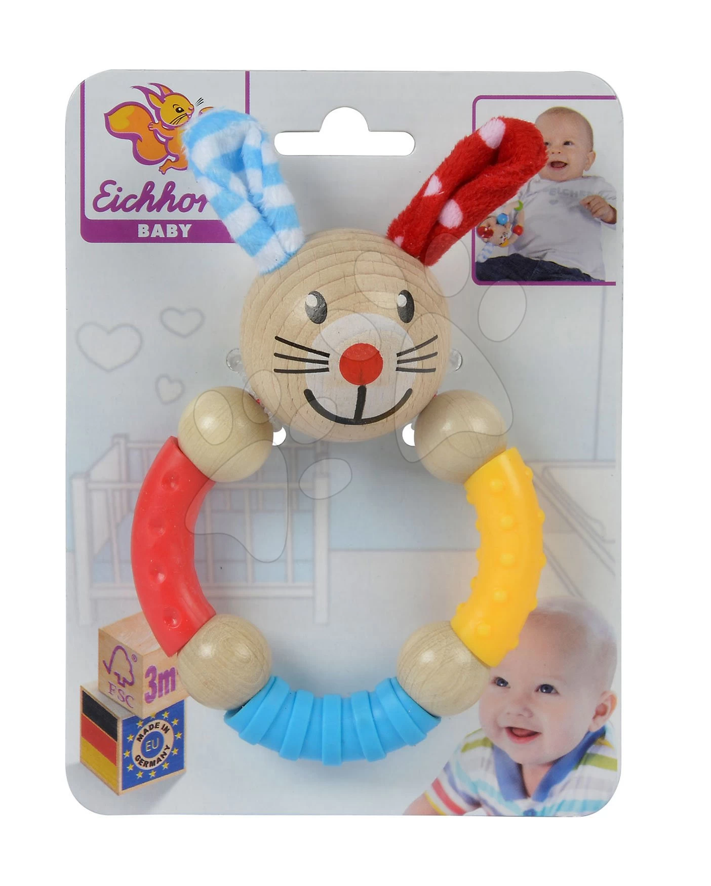 Holzrassel Rabbit Beads Baby Eichhorn Hase Ab 3 Monaten – Bild 3