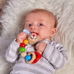 Holzrassel Rabbit Baby Eichhorn Hase Mit Kugeln Ab 3 Monaten