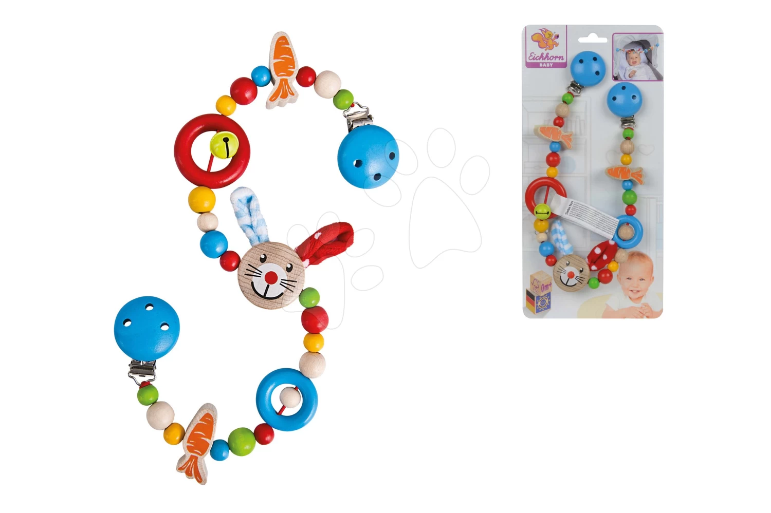 Holzkette Rabbit Pram Chain Baby Eichhorn 54 Cm Für Kinderwagen Mit Hase Ab 0 Monaten – Bild 4