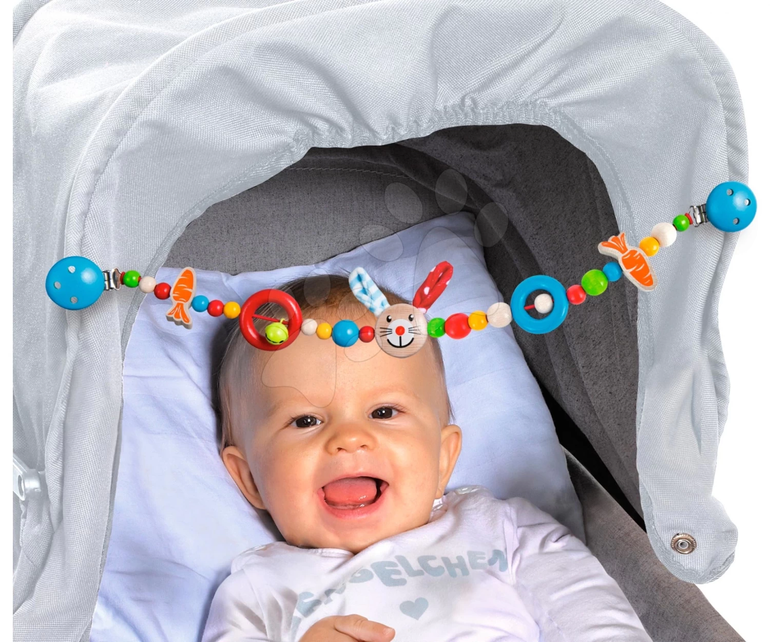 Holzkette Rabbit Pram Chain Baby Eichhorn 54 Cm Für Kinderwagen Mit Hase Ab 0 Monaten