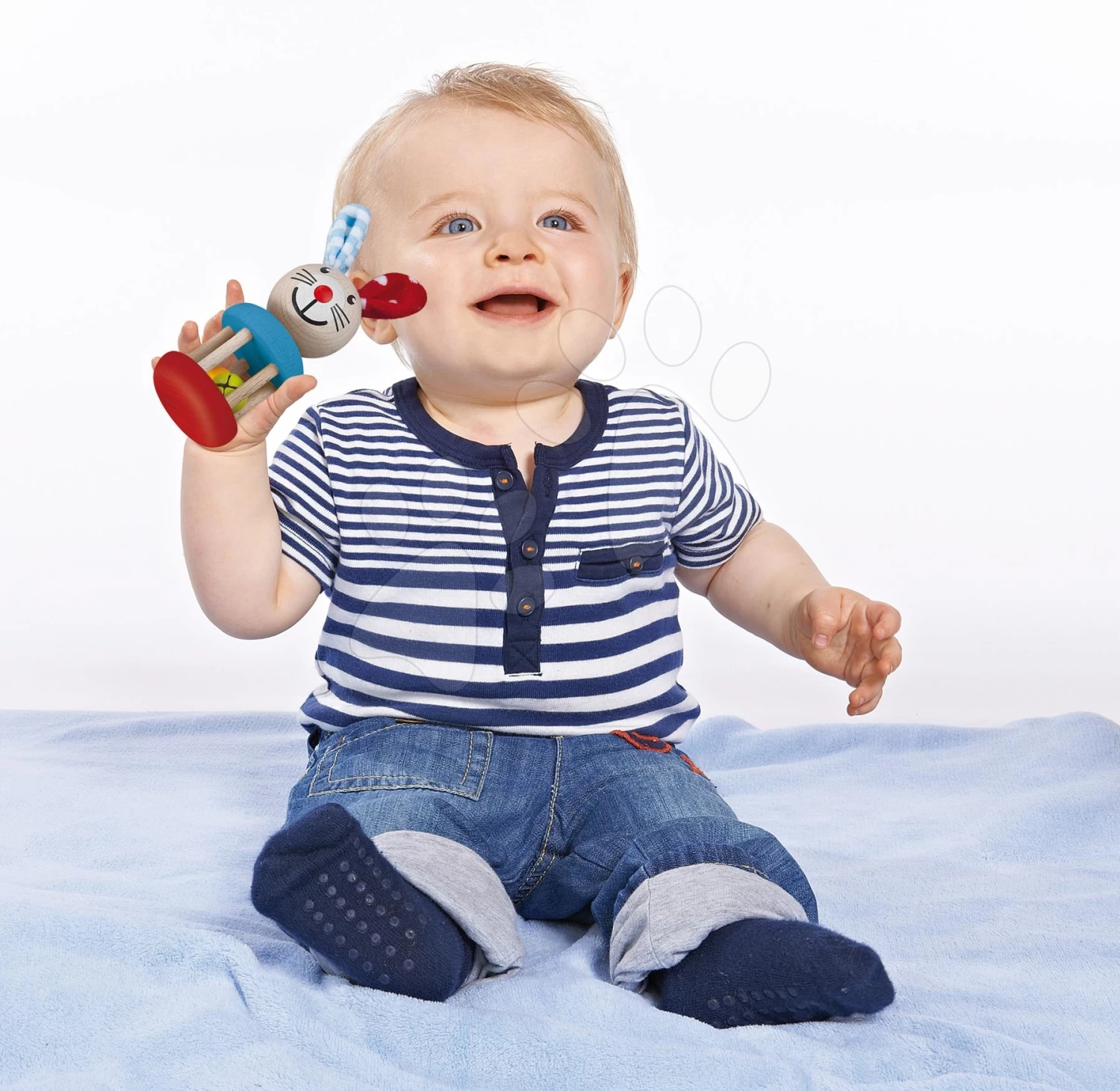 Holzrassel Rabbit Rattle Baby Eichhorn Hase Mit Glocke Und Plüschohren Ab 3 Monaten