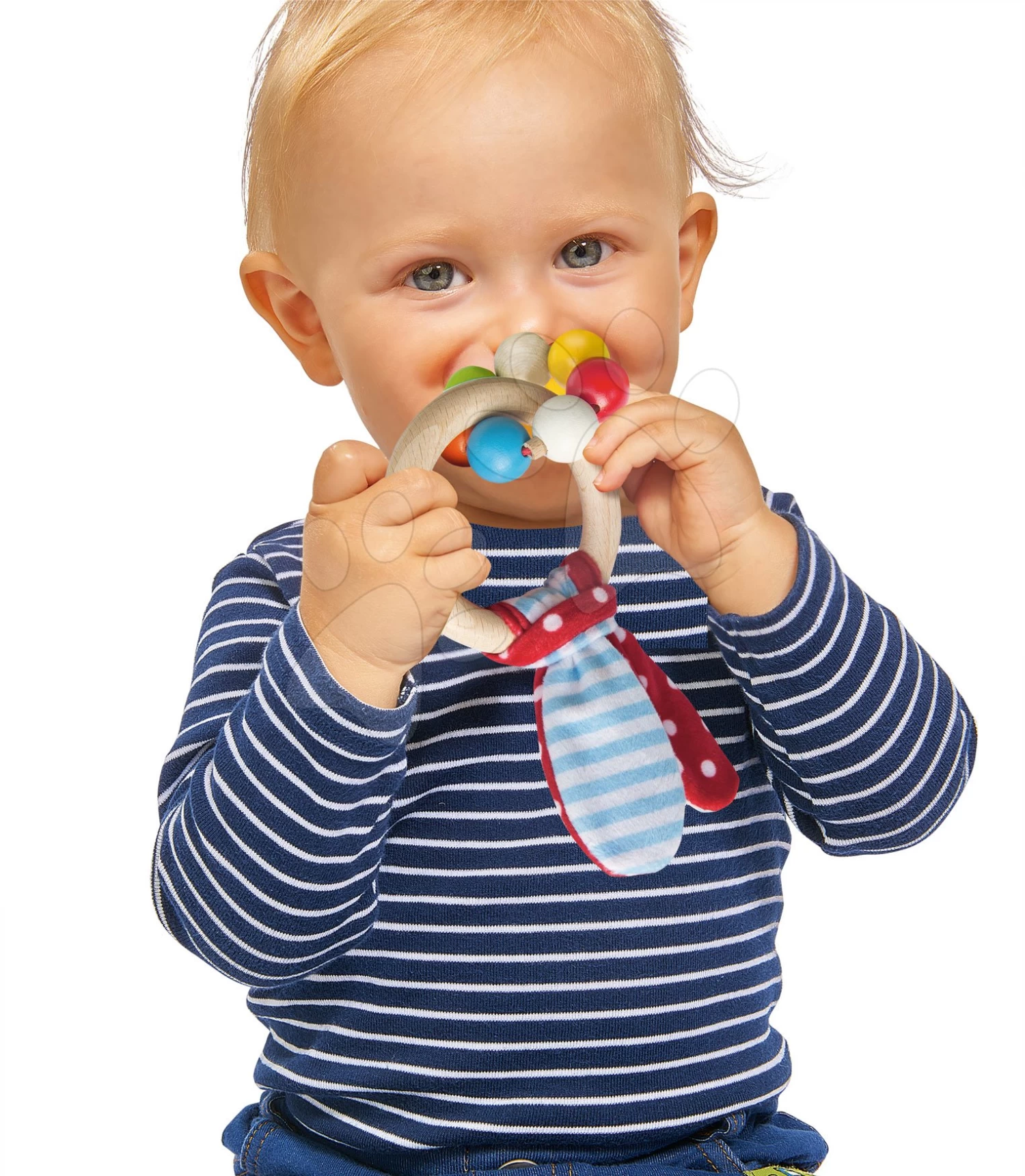 Holzrassel Toy With Ears Baby Eichhorn Mit Ohren Und Kugeln Ab 3 Monaten – Bild 2