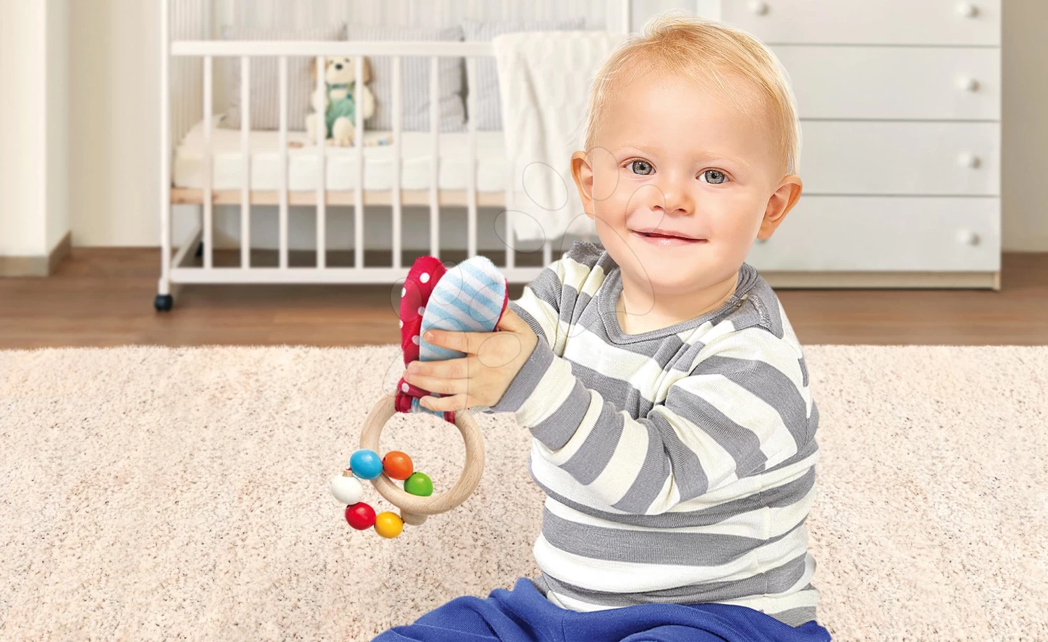 Holzrassel Toy With Ears Baby Eichhorn Mit Ohren Und Kugeln Ab 3 Monaten – Bild 4