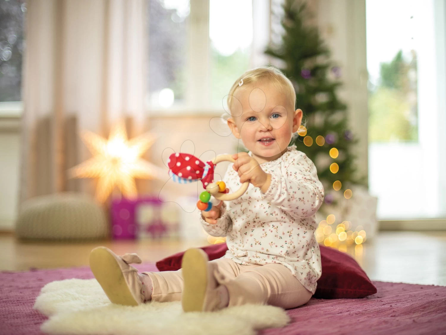 Holzrassel Toy With Ears Baby Eichhorn Mit Ohren Und Kugeln Ab 3 Monaten – Bild 5