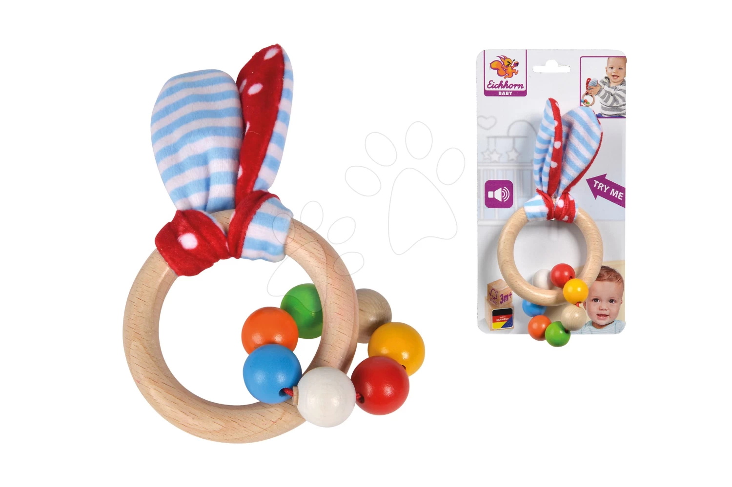 Holzrassel Toy With Ears Baby Eichhorn Mit Ohren Und Kugeln Ab 3 Monaten – Bild 9