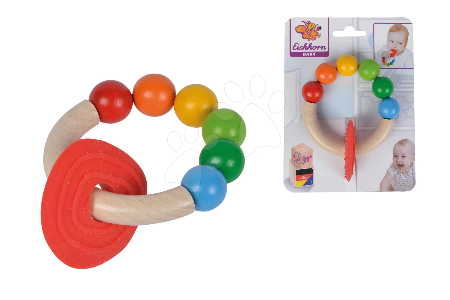 Holzrassel Mit Beißring Baby Eichhorn Mit Bunten Kugeln Ab 3 Monaten – Bild 2