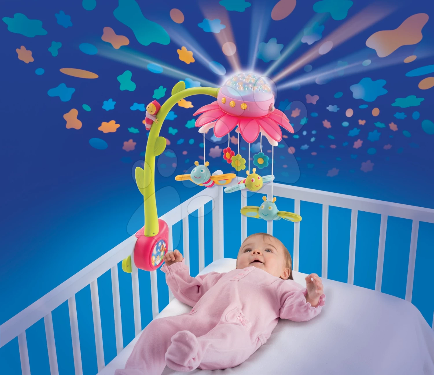 Karussell über Der Krippe Flower Cotoons Smoby Mit Schmetterlingen, Musik Und Licht Für Die Kleinsten Rosa – Bild 2