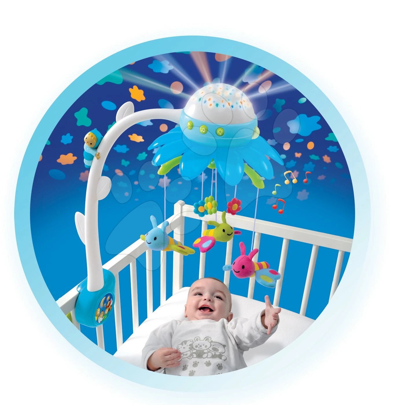 Karussell über Der Krippe Flower Cotoons Smoby Mit Schmetterlingen, Musik Und Licht Blau Ab 0 Monaten – Bild 12