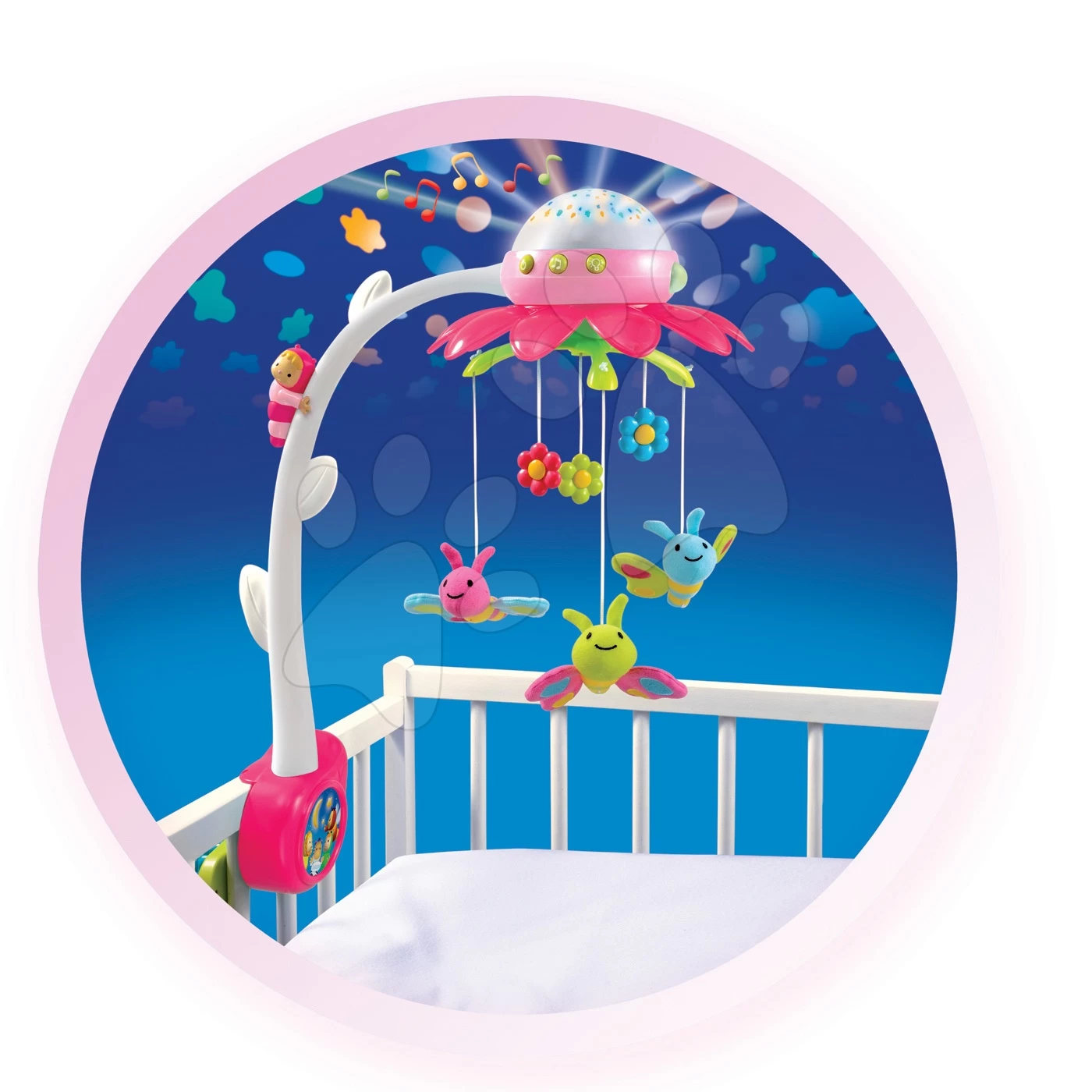Karussell über Der Krippe Flower Cotoons Smoby Mit Schmetterlingen, Musik Und Licht Für Die Kleinsten Rosa – Bild 11