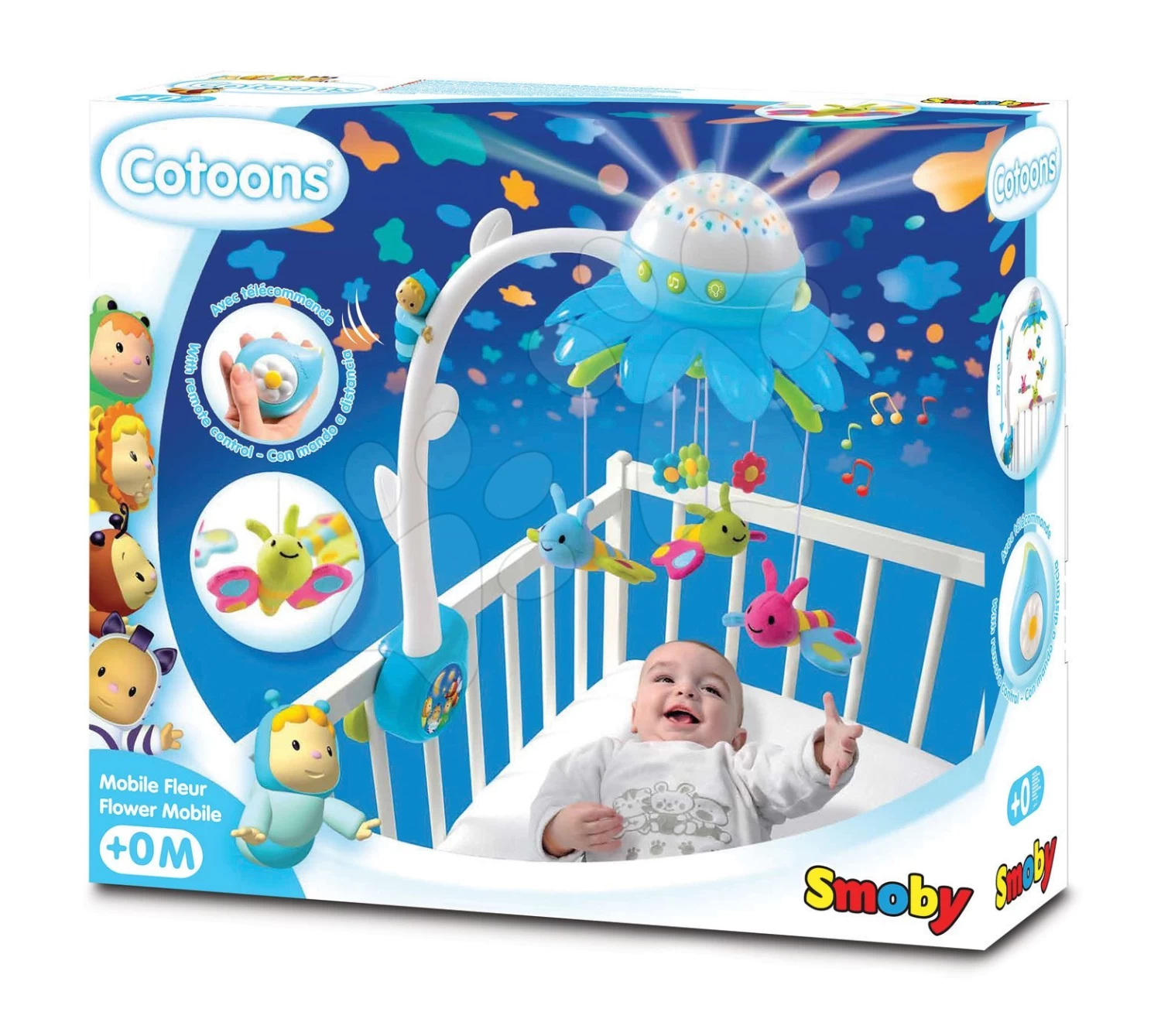 Karussell über Der Krippe Flower Cotoons Smoby Mit Schmetterlingen, Musik Und Licht Blau Ab 0 Monaten – Bild 8