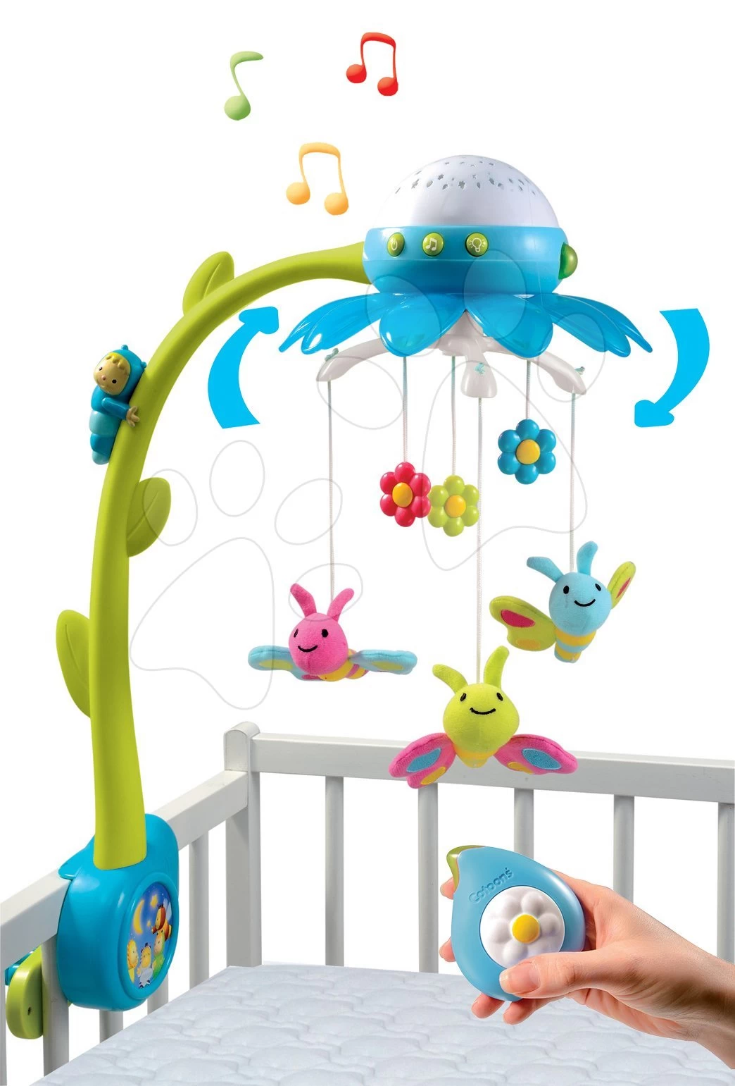 Karussell über Der Krippe Flower Cotoons Smoby Mit Schmetterlingen, Musik Und Licht Blau Ab 0 Monaten – Bild 2