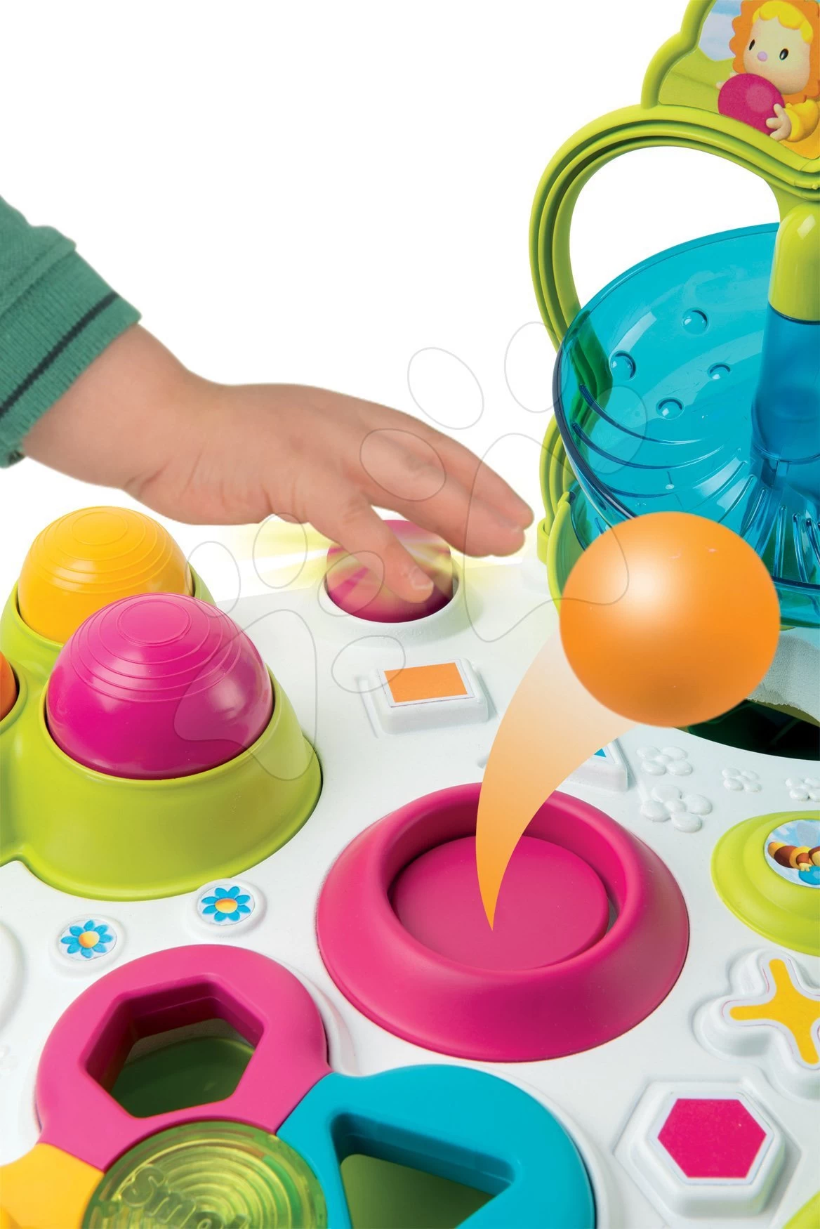 Set Didaktischer Tisch Activity Table Cotoons Smoby Mit Ton Und Licht Und Einem Balancierkegel Mit Kissen – Bild 6