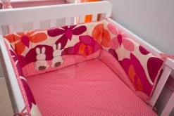 Nestchen Im Babybett Sateen Rabbits ToTs SmarTrike Häschen 100 % Baumwoll Satin Rosa Ab 0 Monate