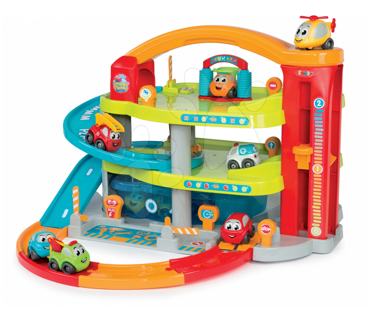 Set Lauflernhilfe Mit Didaktischem Koffer Trott Cotoons 2v1 Smoby Mit Ton Und Licht Und Eine Zweistöckige Garage Vroom Planet Grand – Bild 14