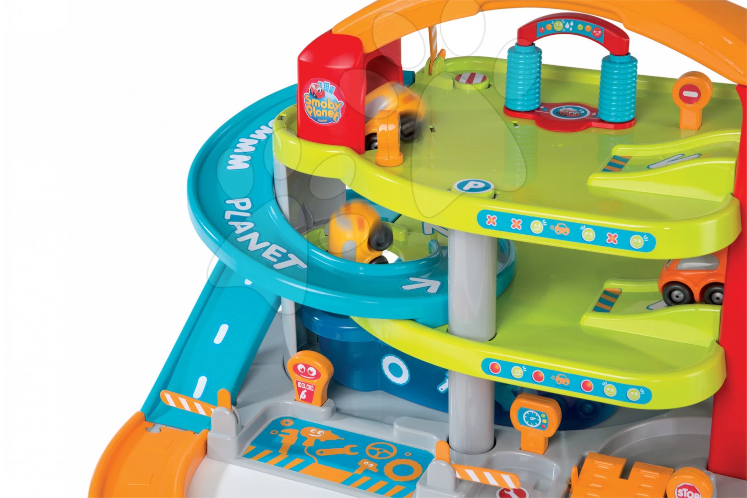 Set Lauflernhilfe Mit Didaktischem Koffer Trott Cotoons 2v1 Smoby Mit Ton Und Licht Und Eine Zweistöckige Garage Vroom Planet Grand – Bild 16