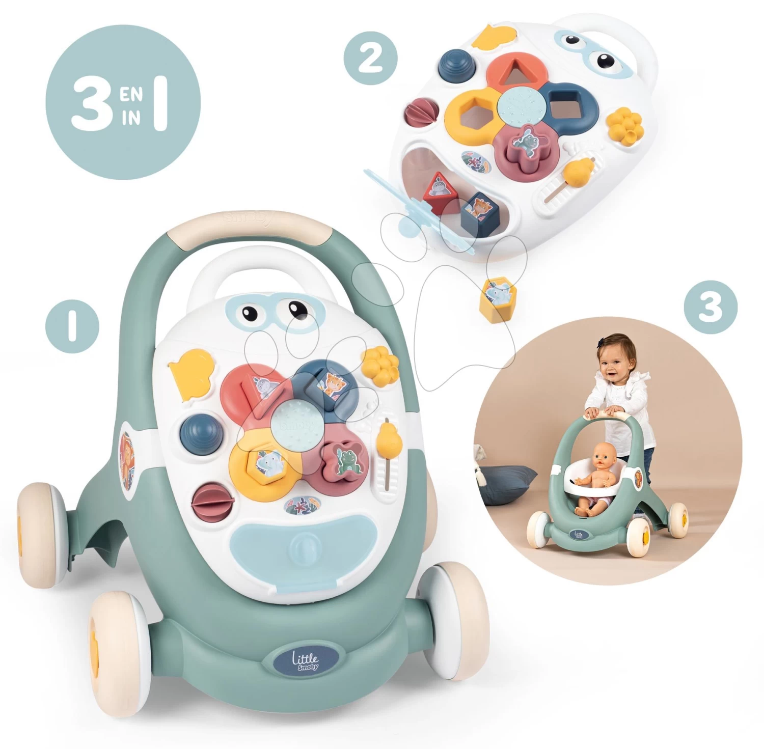 Didaktische Lauflehrnhilfe Und Wagen Trotty Walker 3in1 Little Smoby Mit Einem Abnehmbaren Tablet Mit Funktionen Zur Entwicklung Der Motorik Ab 12 Monaten SM140304 – Bild 13