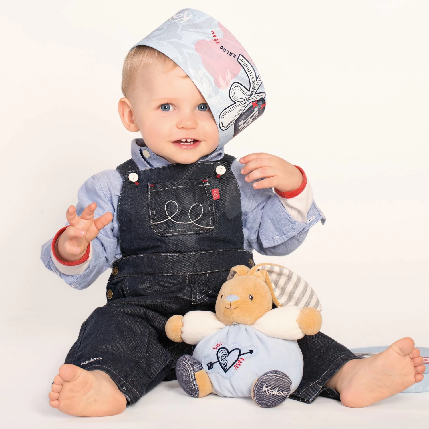 Teddybär-Puppentheater Blue Denim-Doudou Kaloo 18 Cm Im Geschenkkarton Für Die Kleinsten Blau – Bild 4