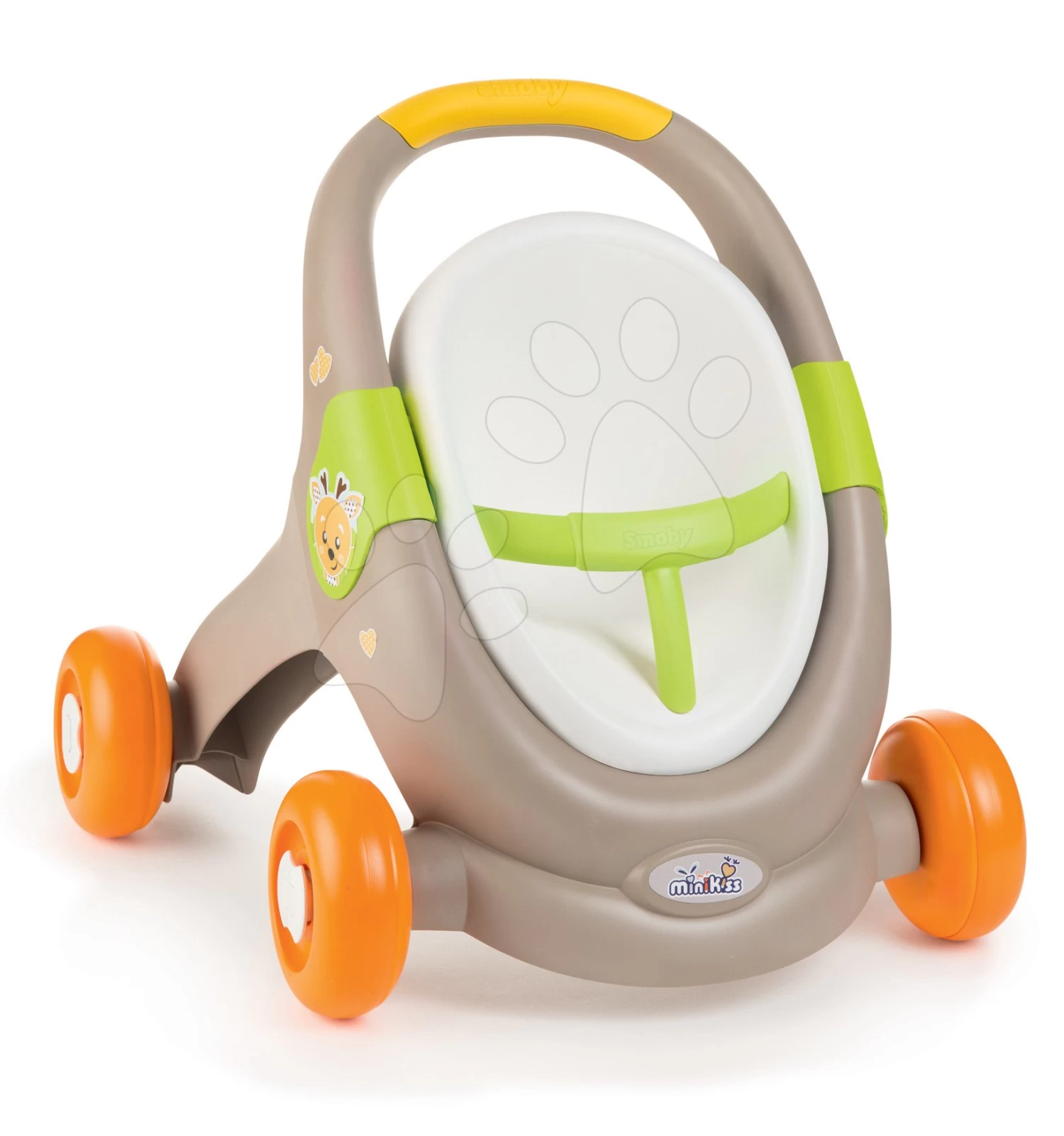 Set Lauflernwagen Und Kinderwagen Mit Autositz Für Tiere Animal Minikiss 3in1 Smoby Mit Bremse Und Ein Cosy-Balance-Kegel – Bild 2