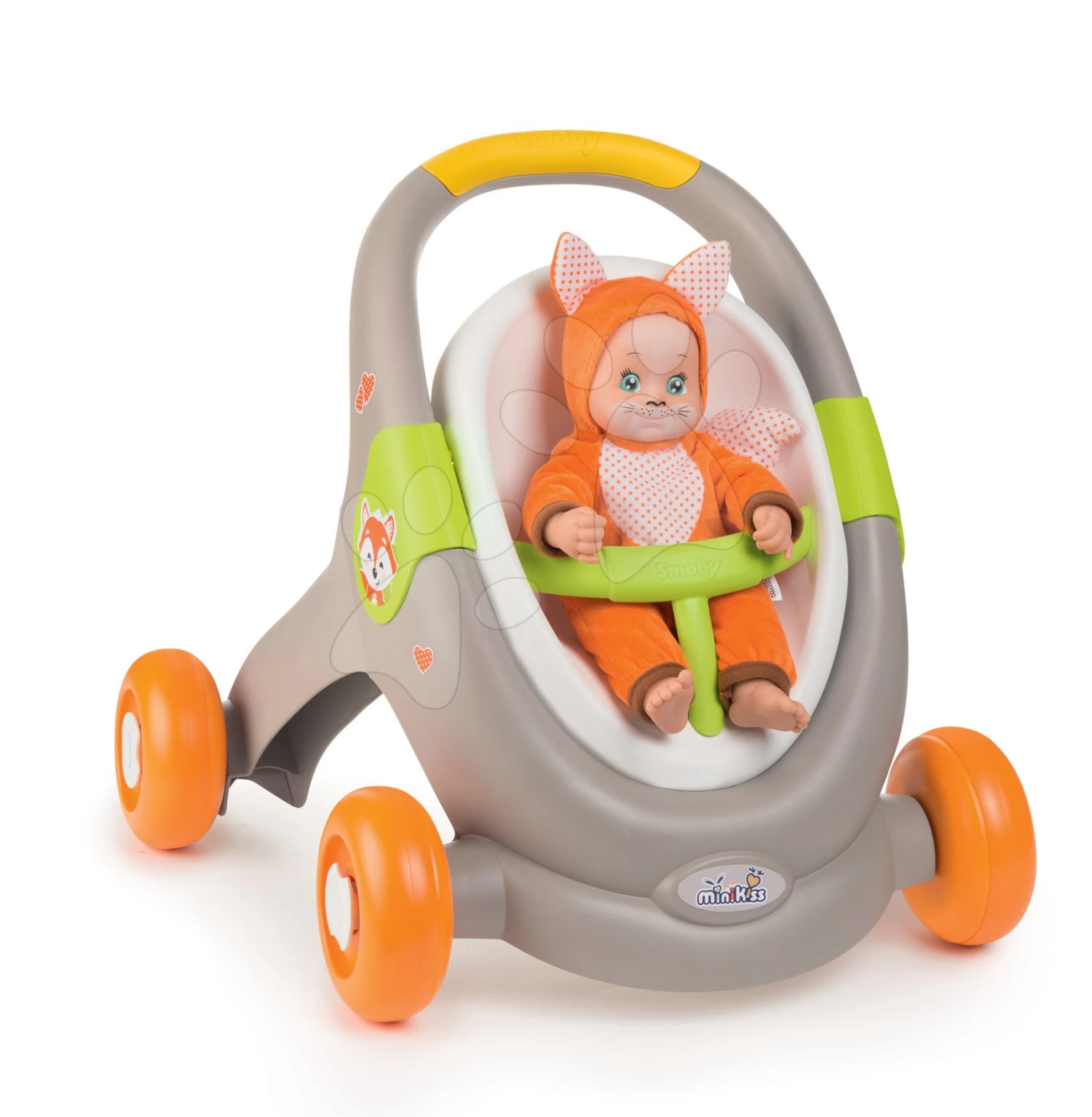Set Lauflernwagen Und Kinderwagen Mit Autositz Für Tiere Animal Minikiss 3in1 Smoby Mit Bremse Und Ein Cosy-Balance-Kegel – Bild 9