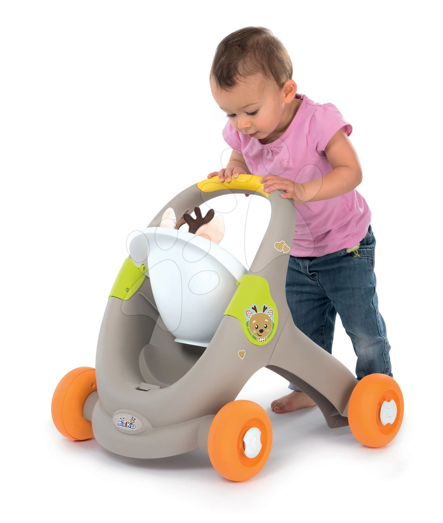 Set Lauflernwagen Und Kinderwagen Mit Autositz Für Tiere Animal Minikiss 3in1 Smoby Mit Bremse Und Ein Cosy-Balance-Kegel – Bild 14