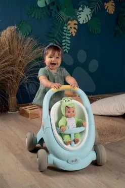 Set Lauflernwagen Und Kinderwagen Mit Bremse Croc Baby Walker Minikiss 3in1 Smoby Mit Rotem Rookie Rutscher