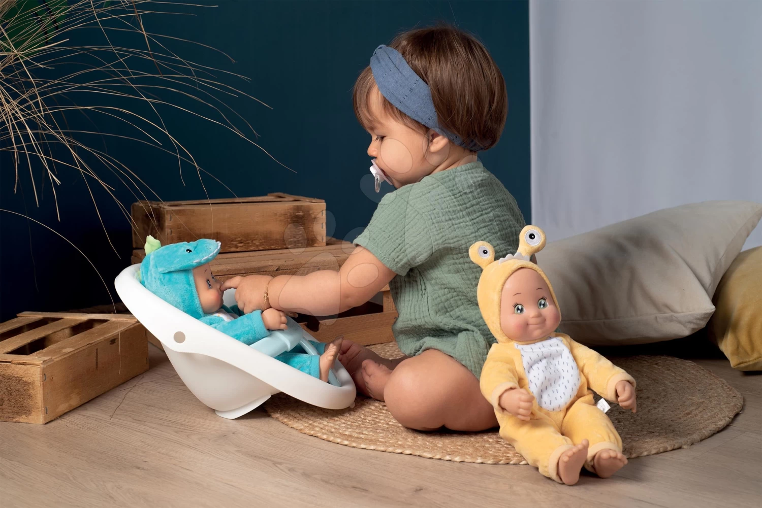 Set Didaktisches Tischlein Cotoons Smoby Mit Funktionen Blau Kinderwagen Und Lauflernhilfe 3in1 MiniKiss Mit Der Puppe – Bild 15