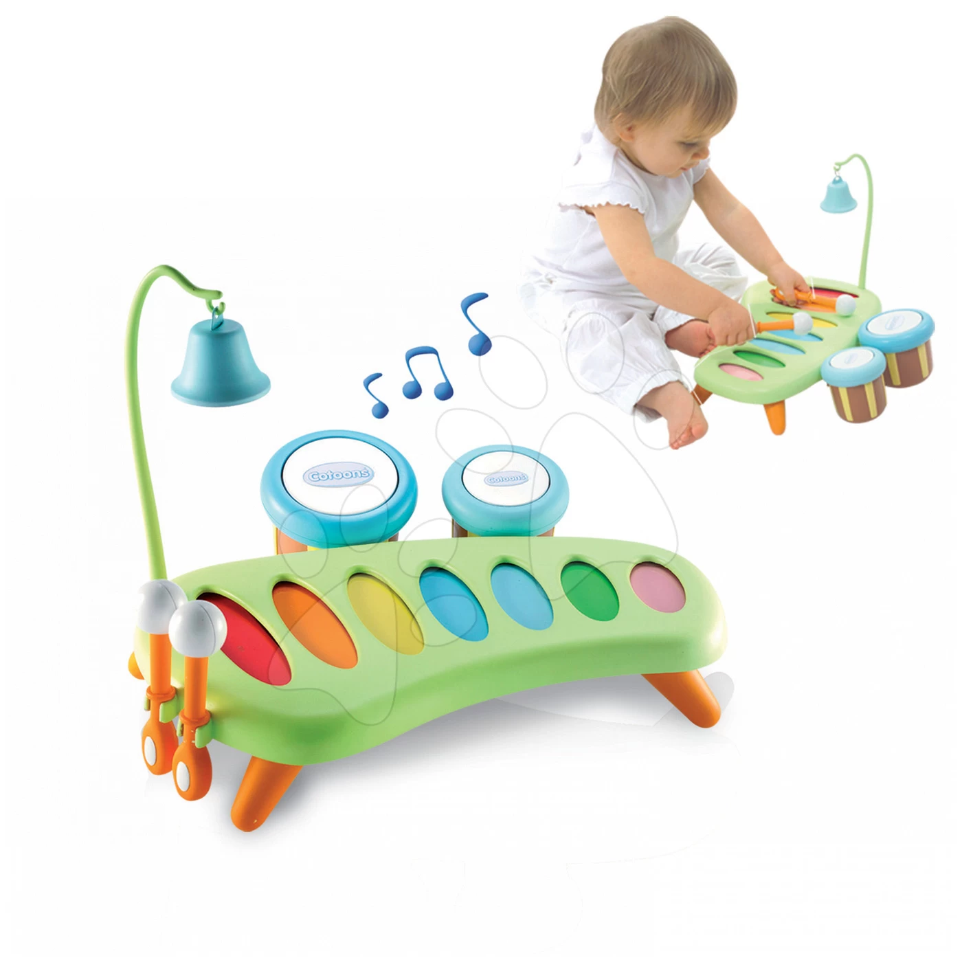Musikalisches Xylophon Cotoons Smoby Mit Schlagzeug Und Glocke Ab 12 Monaten – Bild 2