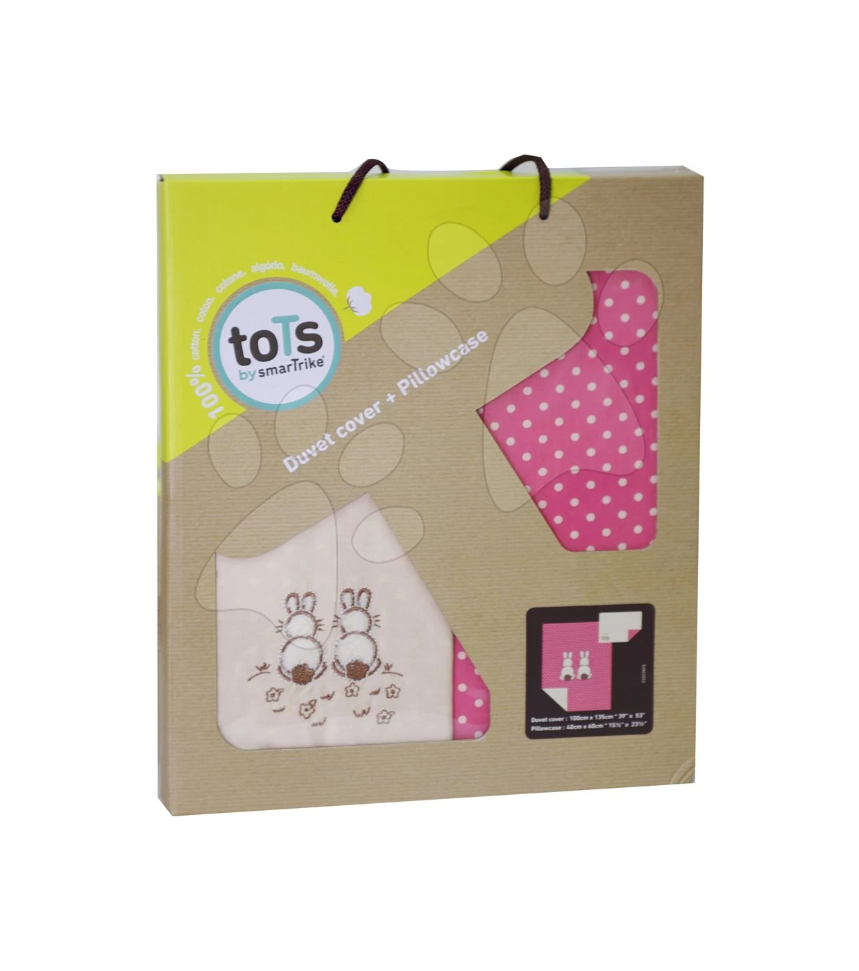 Joy ToTs-smarTrike Krippenset Häschen-Bettbezug Und -Kissen 100 % Baumwollsatin Rosa Ab 0 Monaten