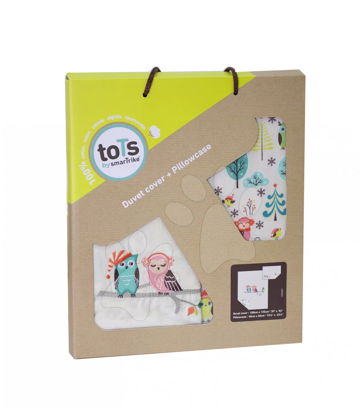 Joy ToTs-smarTrike Krippenset Bezug Eule Für Steppdecke Und Kissen 100 % Baumwollsatin