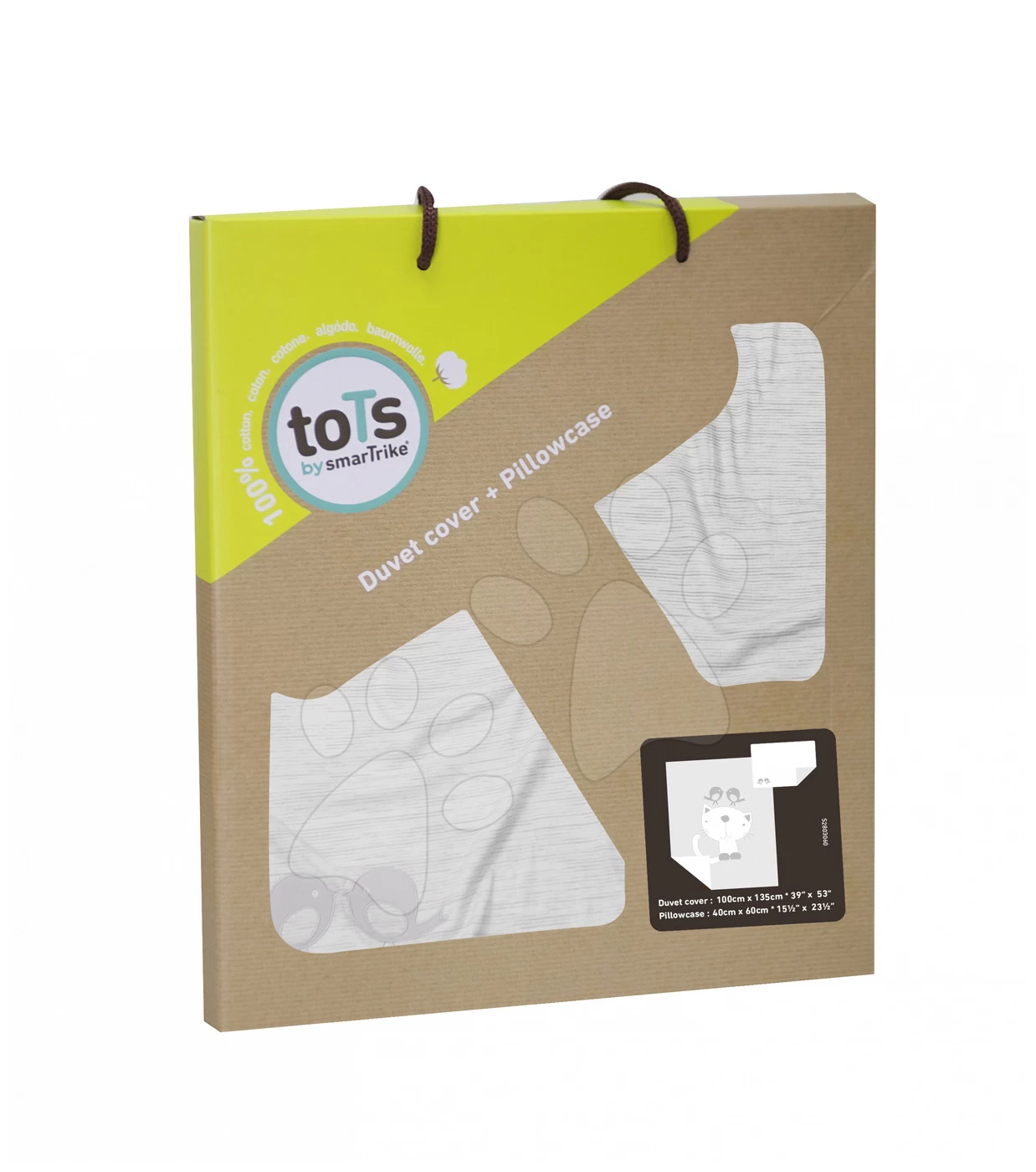 Kinderbett ToTs-smarTrike Krippenset Kätzchen Bettbezug Und Kissen 100 % Baumwolle Satin Grau Ab 0 Monaten