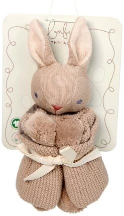 Häschen Zum Kuscheln Gestrickt Baby Threads Taupe Bunny Comforter ThreadBear Braun Aus Feiner Und Weicher Baumwolle Ab 0 Monate