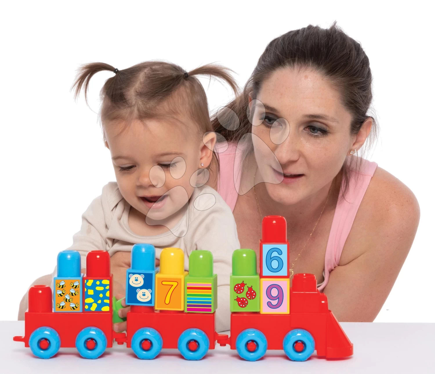 Baukasten Zug Mit Traktor Und Mit Tieren Superpack 3v1 Dohány Große Würfel Mit Aufdruck Ab 18 Monaten DH819 – Bild 8