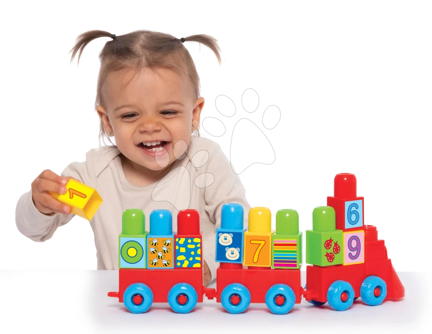 Baukasten Zug Mit Traktor Und Mit Tieren Superpack 3v1 Dohány Große Würfel Mit Aufdruck Ab 18 Monaten DH819 – Bild 4