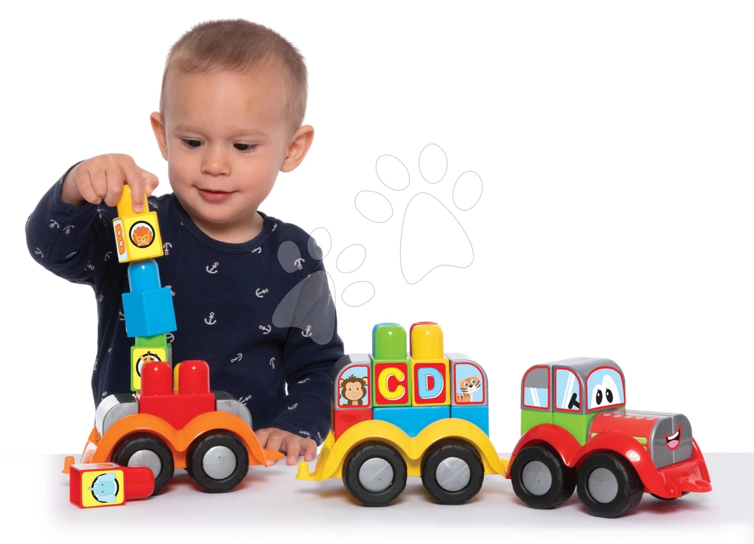 Baukasten Zug Mit Traktor Und Mit Tieren Superpack 3v1 Dohány Große Würfel Mit Aufdruck Ab 18 Monaten DH819 – Bild 9