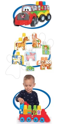 Baukasten Zug Mit Traktor Und Mit Tieren Superpack 3v1 Dohány Große Würfel Mit Aufdruck Ab 18 Monaten DH819