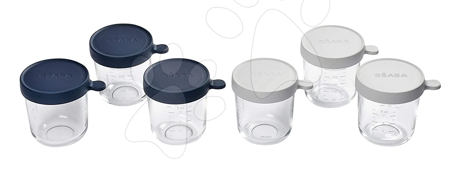 Set Lebensmitteldosen 250 Ml Beaba 6 Stück Blau Und Grau Aus Qualitätsglas Ab 4 Monaten – Bild 3