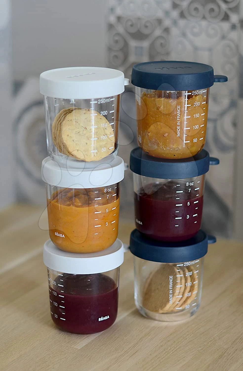 Set Lebensmitteldosen 250 Ml Beaba 6 Stück Blau Und Grau Aus Qualitätsglas Ab 4 Monaten – Bild 5