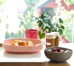 Esszimmer-Sets Beaba Silicone Meal Set Aus Silikon 4-teilig Pink-beige-grau Für Babys
