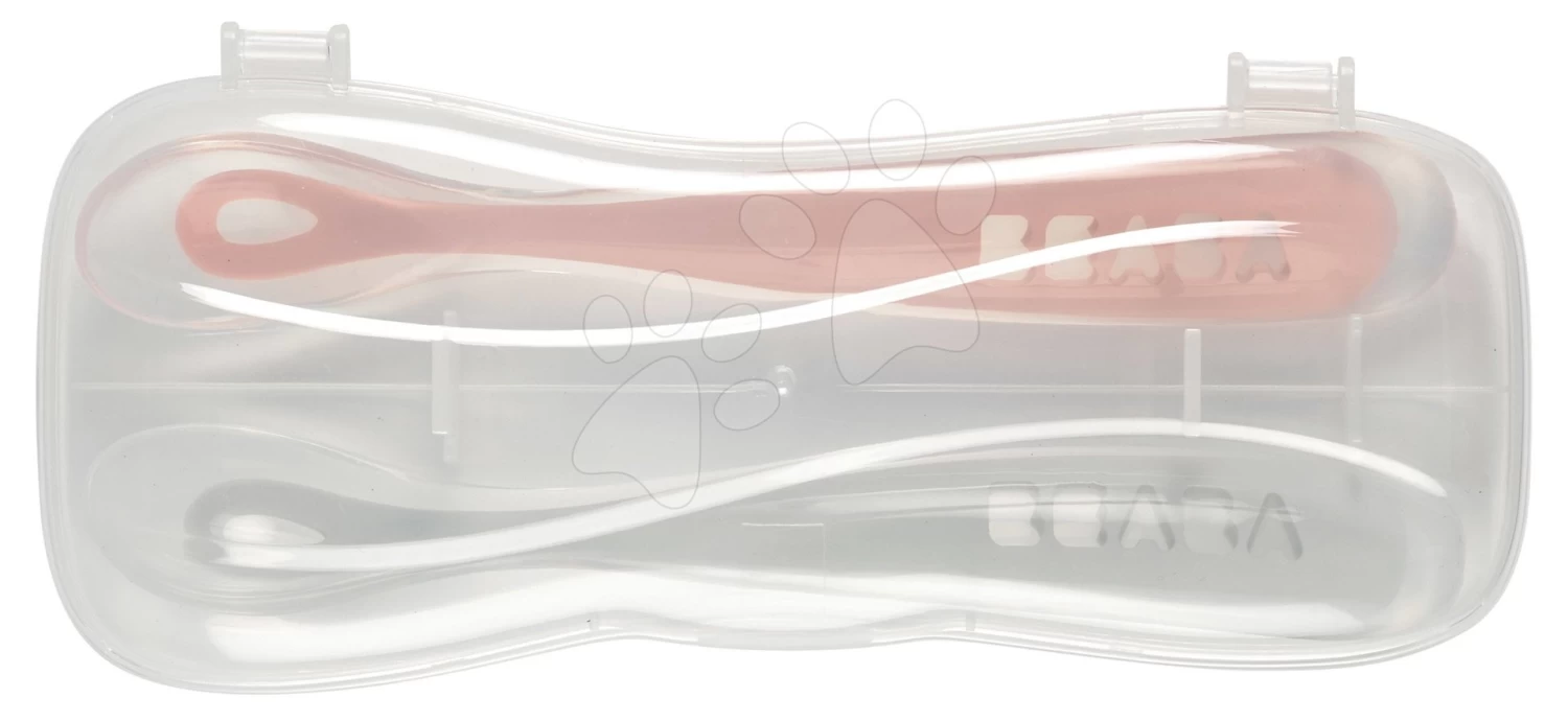 Set Mit 2 Ergonomischen Beaba-Löffeln 1st Age Rosa Löffel 13 Cm Aus Weichem Silikon Zum Selbständigen Essen Rosa Ab 4 Monaten – Bild 2