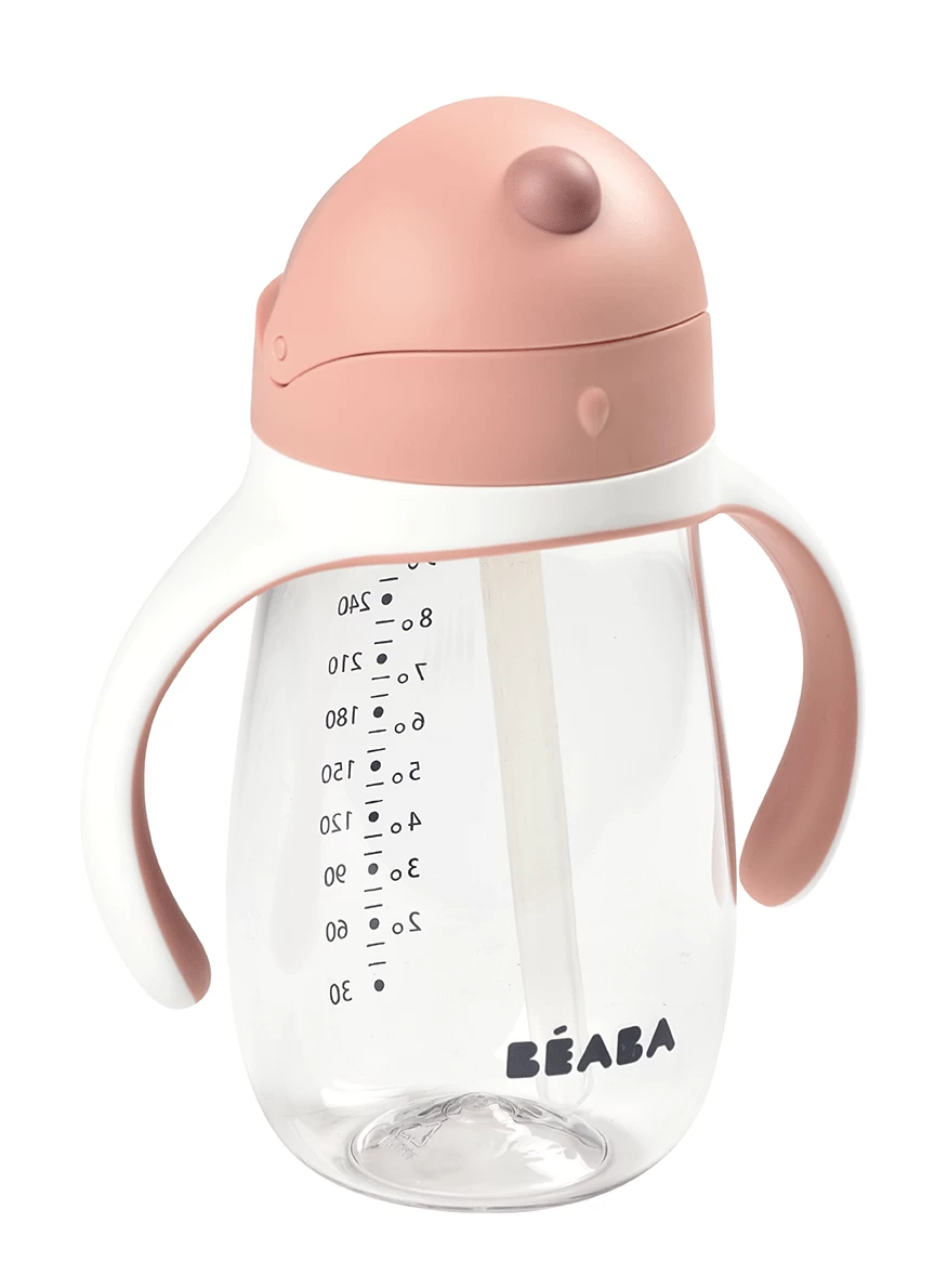Flasche Bidon Zum Trinken Lernen Beaba Learning Cup 2in1 Old Pink 300 Ml Mit Strohhalm Ab 8 Monaten Rosa – Bild 5