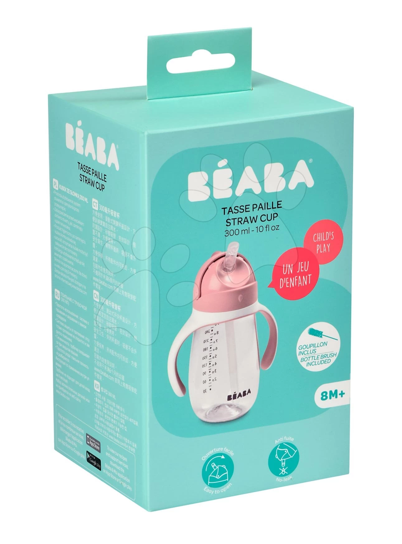 Flasche Bidon Zum Trinken Lernen Beaba Learning Cup 2in1 Old Pink 300 Ml Mit Strohhalm Ab 8 Monaten Rosa – Bild 8