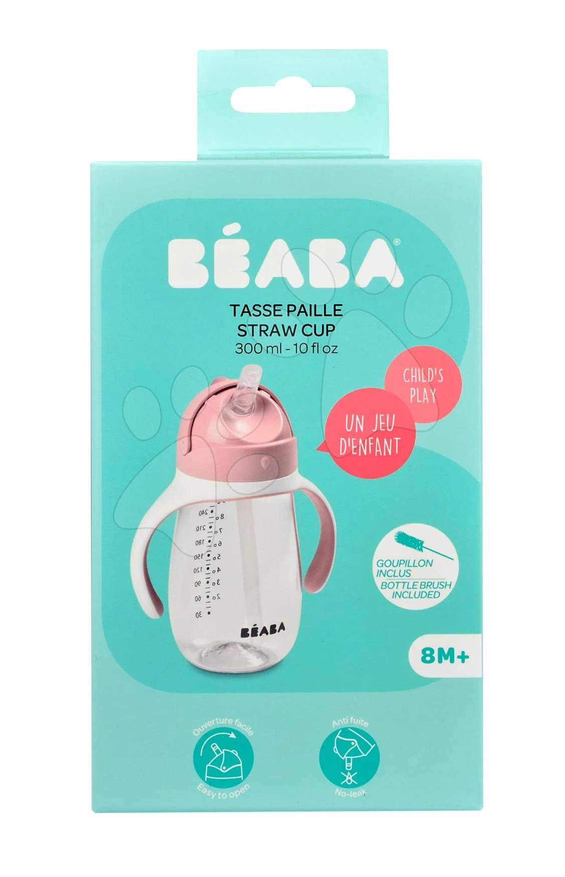 Flasche Bidon Zum Trinken Lernen Beaba Learning Cup 2in1 Old Pink 300 Ml Mit Strohhalm Ab 8 Monaten Rosa – Bild 9